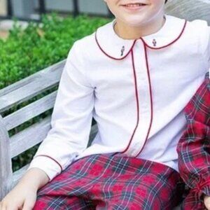 Edgehill collection long sleeve nutcracker embroidered collar button front shirt